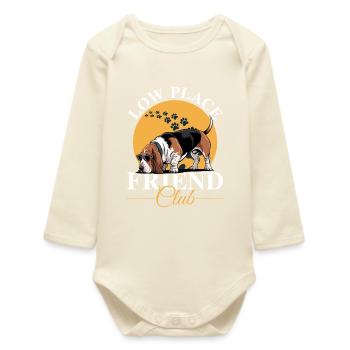 Funny Dog Breed Basset Hound - Baby Organic Long-Sleeved Bodysuit - soft Ecru - Front