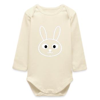 Tête de lapin minimaliste – Animal mignon - Body bébé manches longues biologique - écru doux - Devant