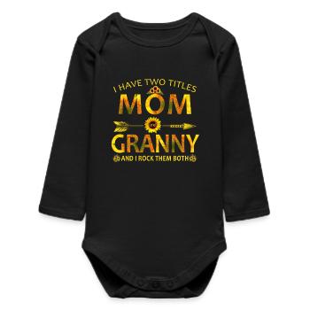 Chemise fleurie de tournesol maman et grand-mère - Body bébé manches longues biologique - noir - Devant