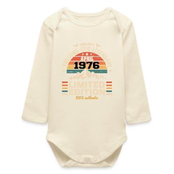 Anniversary vintage April 1976 - Baby Organic Long-Sleeved Bodysuit - soft Ecru - Front