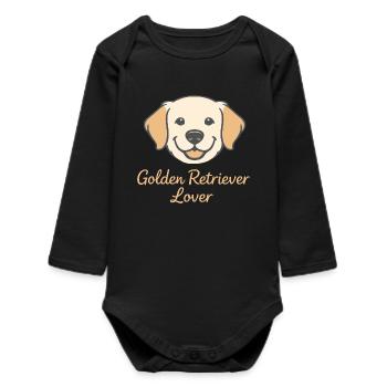 Golden Retriever Lover minimalistische Hunde-Gesichtskunst - Baby Organic Langarmbody - Schwarz - Vorne