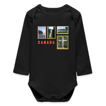 Kanada Natur & Kultur Collage - Baby Organic Langarmbody - Schwarz - Vorne