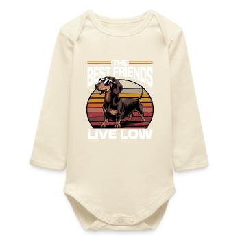 Funny Dog Breed Dachshund - Baby Organic Long-Sleeved Bodysuit - soft Ecru - Front