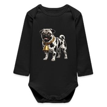 Carlin drôle à motif chien croisé vache - Body bébé manches longues biologique - noir - Devant
