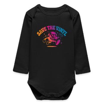 Save the Vinyl DJ Music - Baby Organic Long-Sleeved Bodysuit - black - Front
