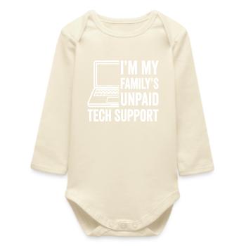 Le support technique non rémunéré de la famille : Conception humoristique - Body bébé manches longues biologique - écru doux - Devant