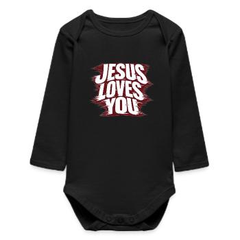 Jésus t’aime - Body bébé manches longues biologique - noir - Devant