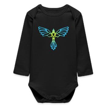 L'envol de l'oiseau bleu et jaune - Body bébé manches longues biologique - noir - Devant
