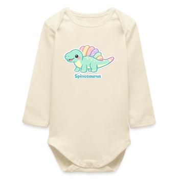 Autocollant Spinosaurus pastel - Body bébé manches longues biologique - écru doux - Devant