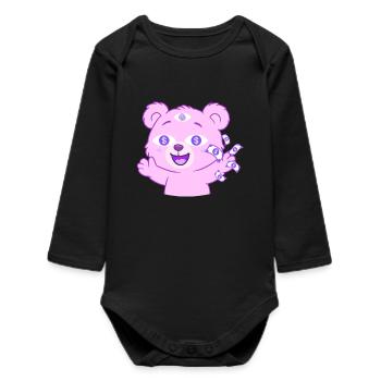 Money Teddy - Baby Organic Long-Sleeved Bodysuit - black - Front