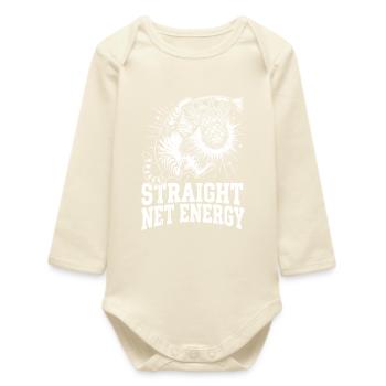 Cat,staright net energy,basketball,tabby cat ,funn - Baby Organic Long-Sleeved Bodysuit - soft Ecru - Front