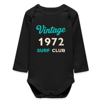 Cadeau vintage de l’année de naissance rétro du Surf Club 1972 - Body bébé manches longues biologique - noir - Devant