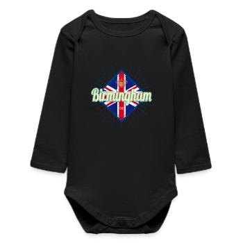 Birmingham City UK Retro United Kingdom Souvenir - Baby Organic Long-Sleeved Bodysuit - black - Front