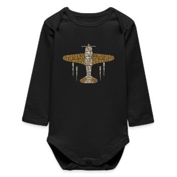 Chemise d’aviation de pilote à alphabet phonétique - Body bébé manches longues biologique - noir - Devant