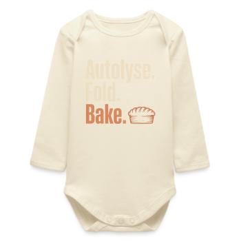 Autolyse Fold Bake Pie Typography - Baby Organic Long-Sleeved Bodysuit - soft Ecru - Front
