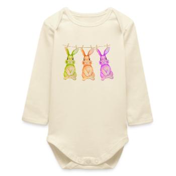 T-shirt Bunny Cadeau de Choix de Pâques Style Clothesline mignon - Body bébé manches longues biologique - écru doux - Devant