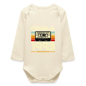 Original 1993 Retro Cassette - Baby Organic Long-Sleeved Bodysuit - soft Ecru - Front