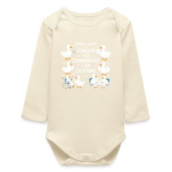 No matter what your voice is, I stay tuned - Baby Organic Long-Sleeved Bodysuit - soft Ecru - Front