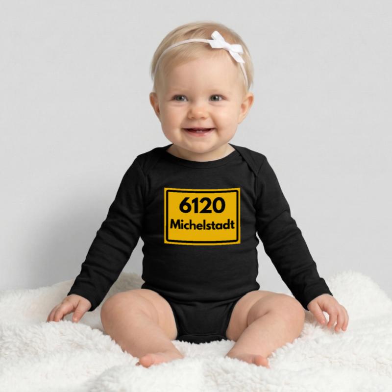 OLD POSTCODE POSTCODE RETRO 6120 MICHELSTADT HEIMA Baby Organic Long-Sleeved Bodysuit