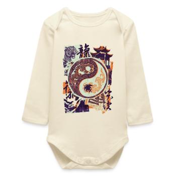 Tigre chinois Yin et Yang - Body bébé manches longues biologique - écru doux - Devant