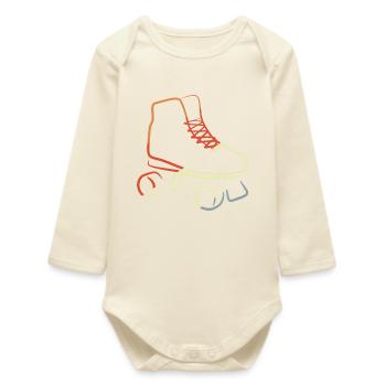 Retro Vintage Roller Skates - Baby Organic Langarmbody - Natur - Vorne