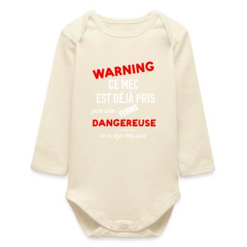 Humour homme couple femme jalouse saint valentin - Body bébé manches longues biologique - écru doux - Devant