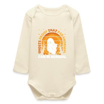 Geisterjäger Halloween Englisch Spruch - Baby Organic Langarmbody - Natur - Vorne