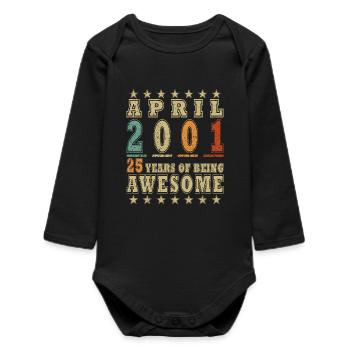 April 2001 – 25 years of Awesome - Baby Organic Long-Sleeved Bodysuit - black - Front