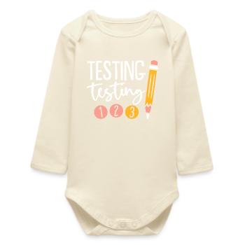 Testing Pencil Doodles on Black - Baby Organic Long-Sleeved Bodysuit - soft Ecru - Front