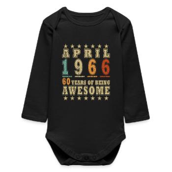 April 1966 - Birthday - Gift - Baby Organic Long-Sleeved Bodysuit - black - Front