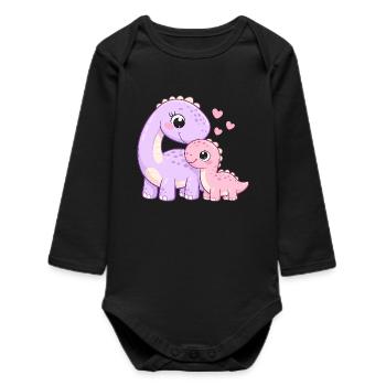 Douce Maman & Bébé Dino au Cœur - Body bébé manches longues biologique - noir - Devant