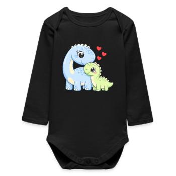Douce Maman & Bébé Dino au Cœur - Body bébé manches longues biologique - noir - Devant