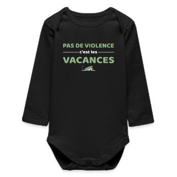 Pas de violence, c'est les vacances - Ygor - Body bébé manches longues biologique - noir - Devant