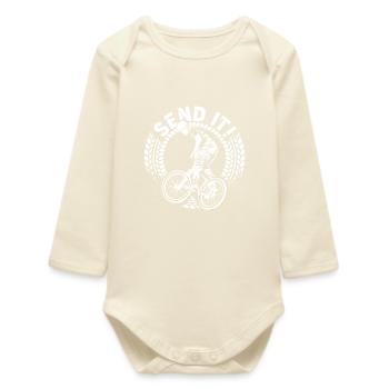 BMX Dirt Jump Sent It Fahrrad Sprung - Baby Organic Langarmbody - Natur - Vorne
