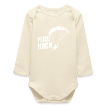 Gleitschirmflieger FLIEG HOCH LUSTIGES - Baby Organic Langarmbody - Natur - Vorne