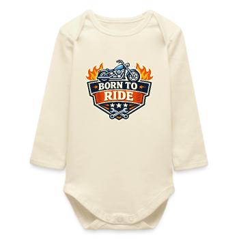 Logo de la moto BornToRide - Body bébé manches longues biologique - écru doux - Devant