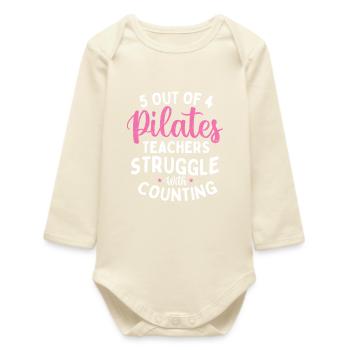 5 sur 4 Professeurs de Pilates Comptant les blagues - Body bébé manches longues biologique - écru doux - Devant