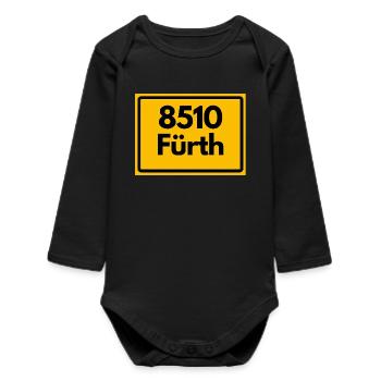 ALTE POSTLEITZAHL PLZ RETRO 8510 FÜRTH HEIMATSTOLZ - Baby Organic Langarmbody - Schwarz - Vorne
