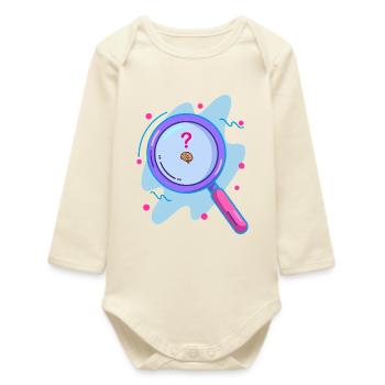 Searching for the brain with a magnifying glass - Baby Organic Long-Sleeved Bodysuit - soft Ecru - Front