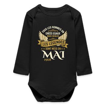 Anniversaire Mai 1968 - Body bébé manches longues biologique - noir - Devant