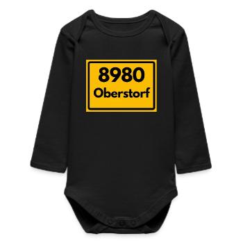 ALTE POSTLEITZAHL PLZ RETRO 8980 OBERSTDORF HEIMAT - Baby Organic Langarmbody - Schwarz - Vorne