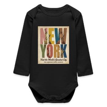 New York Vintage – Freiheitsstatue - Baby Organic Langarmbody - Schwarz - Vorne