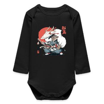 Samurai Squirrel Japanese Warrior Ukiyo-e Style Su - Baby Organic Long-Sleeved Bodysuit - black - Front
