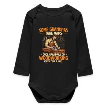 Coole Opas machen Holzarbeitshumor - Baby Organic Langarmbody - Schwarz - Vorne