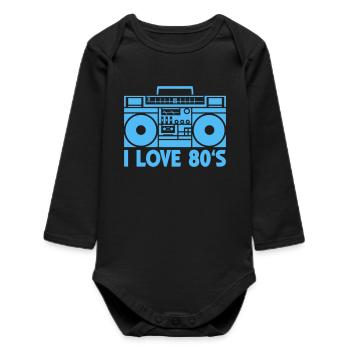 80s Boombox Statement - Baby Organic Long-Sleeved Bodysuit - black - Front