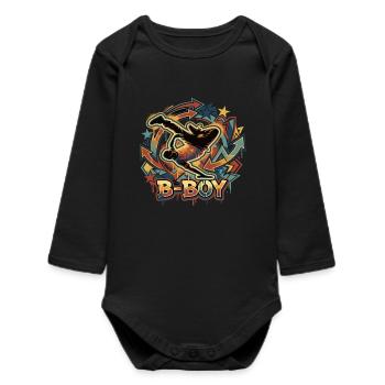 Breakdance B-Boy Streetstyle Graffiti - Baby Organic Long-Sleeved Bodysuit - black - Front