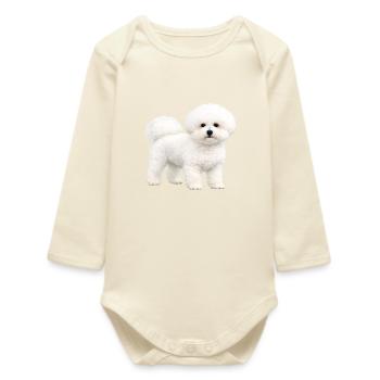 Chiot Bichon Frisé réaliste - Body bébé manches longues biologique - écru doux - Devant