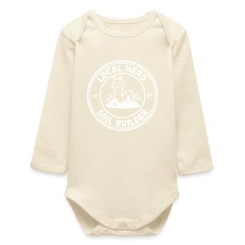Earthworm Nature Gardener Horticulture Ecological Worm - Baby Organic Long-Sleeved Bodysuit - soft Ecru - Front
