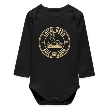 Earthworm Nature Gardener Horticulture Ecological - Baby Organic Long-Sleeved Bodysuit - black - Front