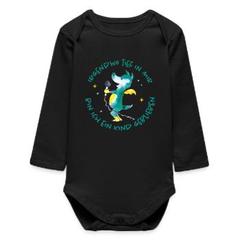 Tabaluga avec micro et en disant enfance - Body bébé manches longues biologique - noir - Devant